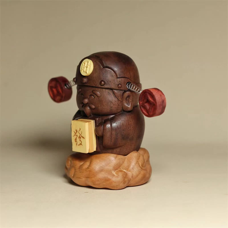 Black Walnut Caishen God Of Wealth Statue | Feng Shui Decor