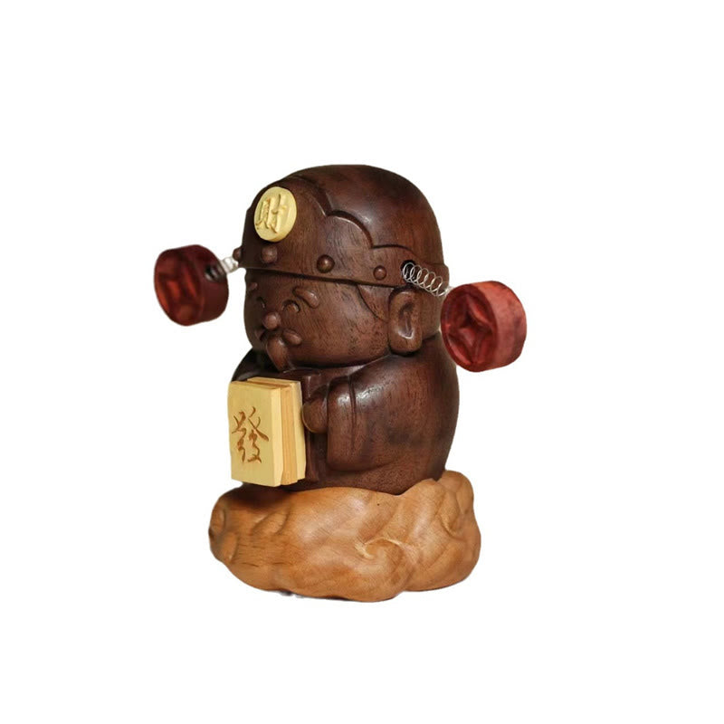 Black Walnut Caishen God Of Wealth Statue | Feng Shui Decor