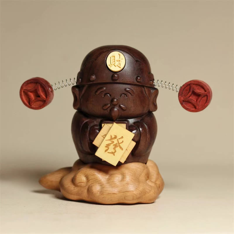 Black Walnut Caishen God Of Wealth Statue | Feng Shui Decor