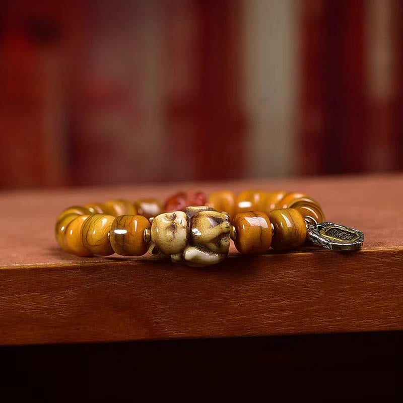 Unisex Tibetan Yak Bone Camel Bone Dzi Bead Balance Bracelet