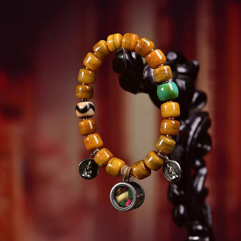 Unisex Tibetan Yak Bone Camel Bone Dzi Bead Balance Bracelet