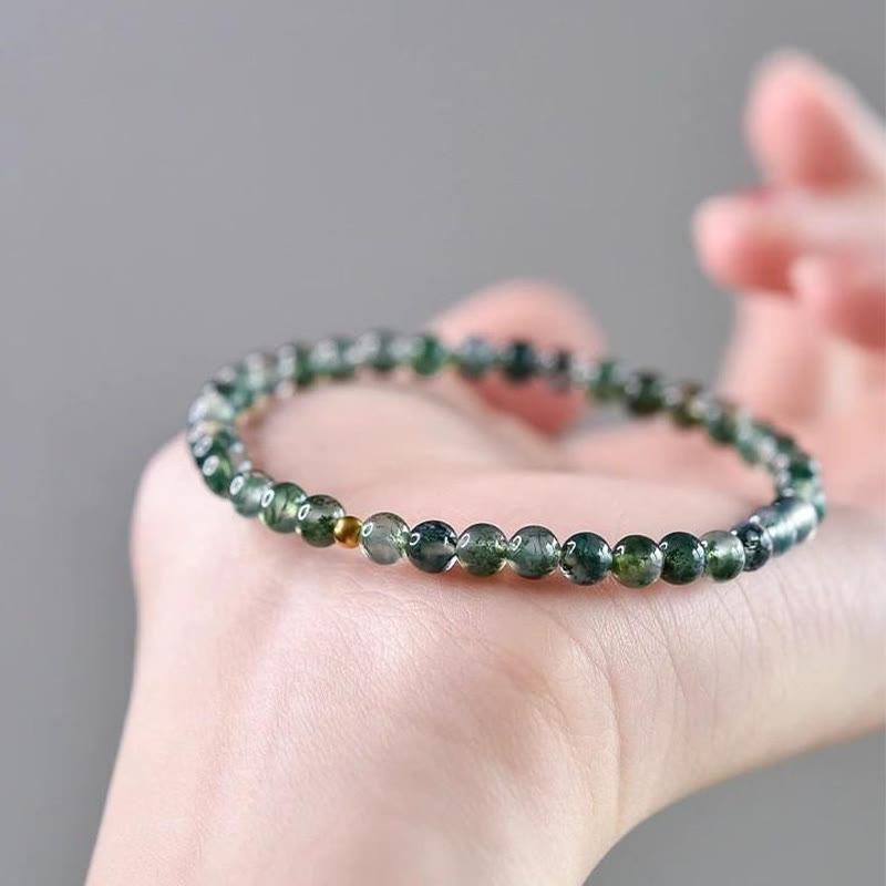 6mm Moss Agate Soothing Lucky Bracelet
