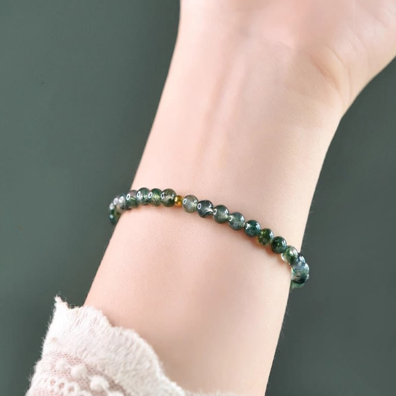 6mm Moss Agate Soothing Lucky Bracelet