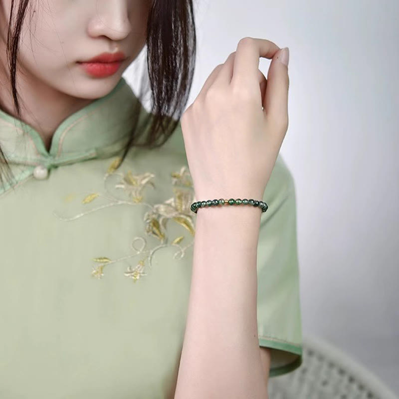 6mm Moss Agate Soothing Lucky Bracelet