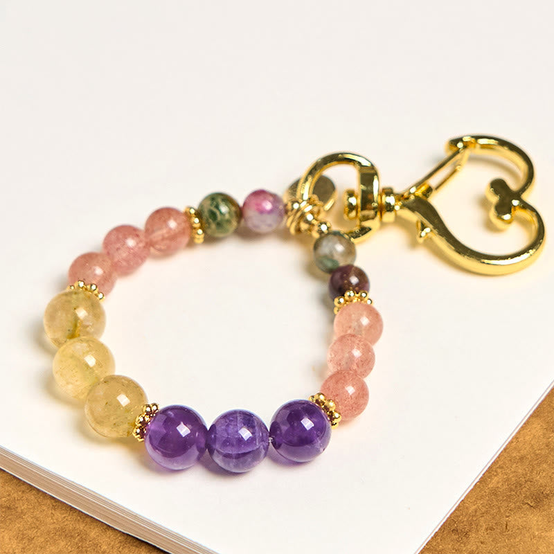 Strawberry Quartz Healing Love Key Chain - Spiritual Jewelry