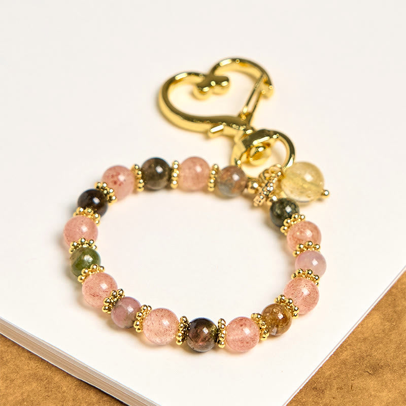 Strawberry Quartz Positive Energy Key Chain 7cm