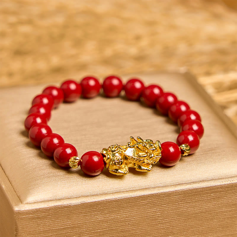 8mm Cinnabar Pixiu Calm Blessing Bracelet