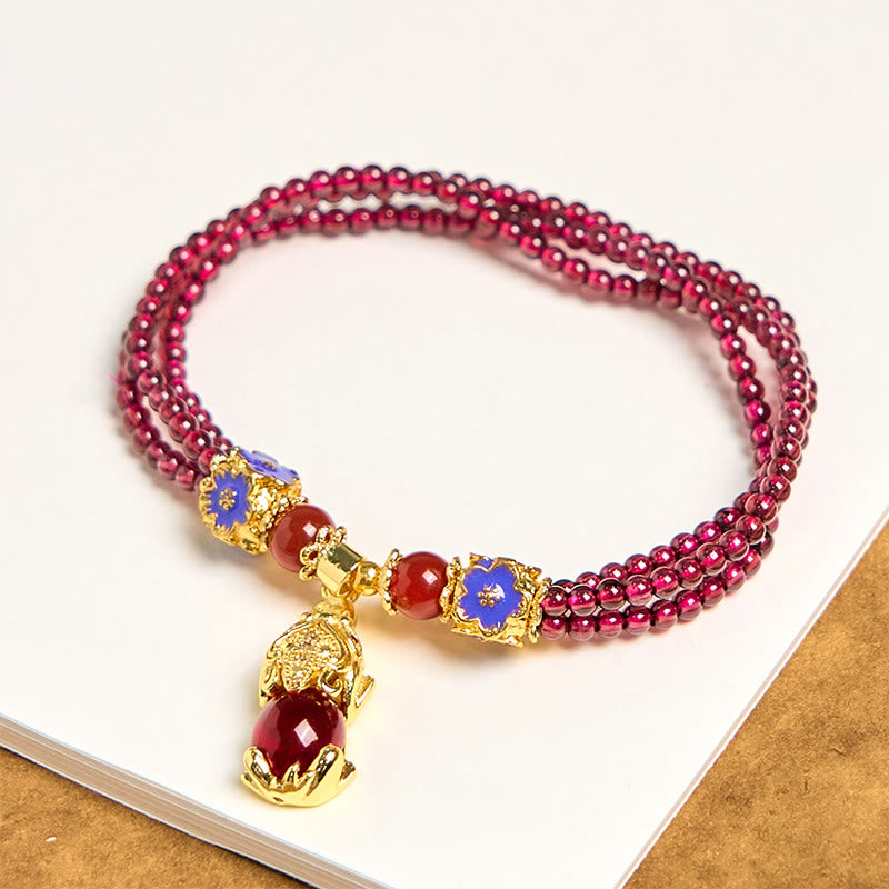 3mm Garnet Pixiu Purification Multilayer Bracelet