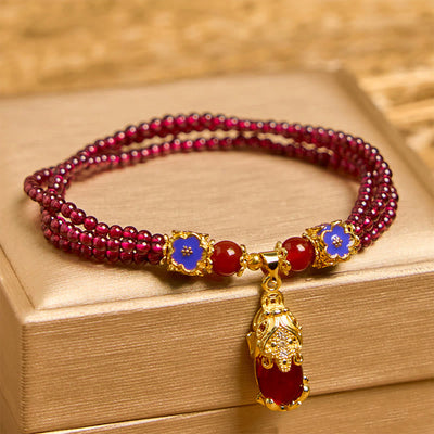 3mm Garnet Pixiu Purification Multilayer Bracelet