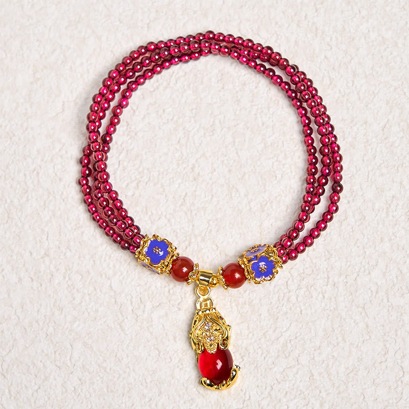 3mm Garnet Pixiu Purification Multilayer Bracelet