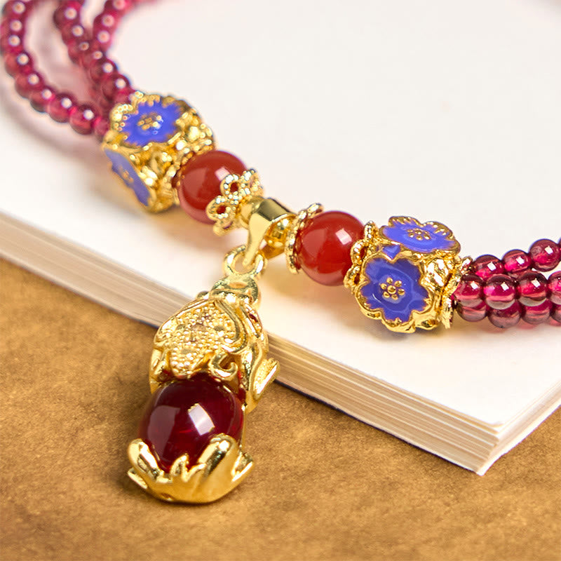 3mm Garnet Pixiu Purification Multilayer Bracelet