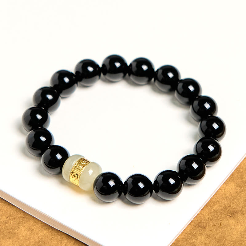 Black Onyx & Jade 10mm Support Bracelet for Protection