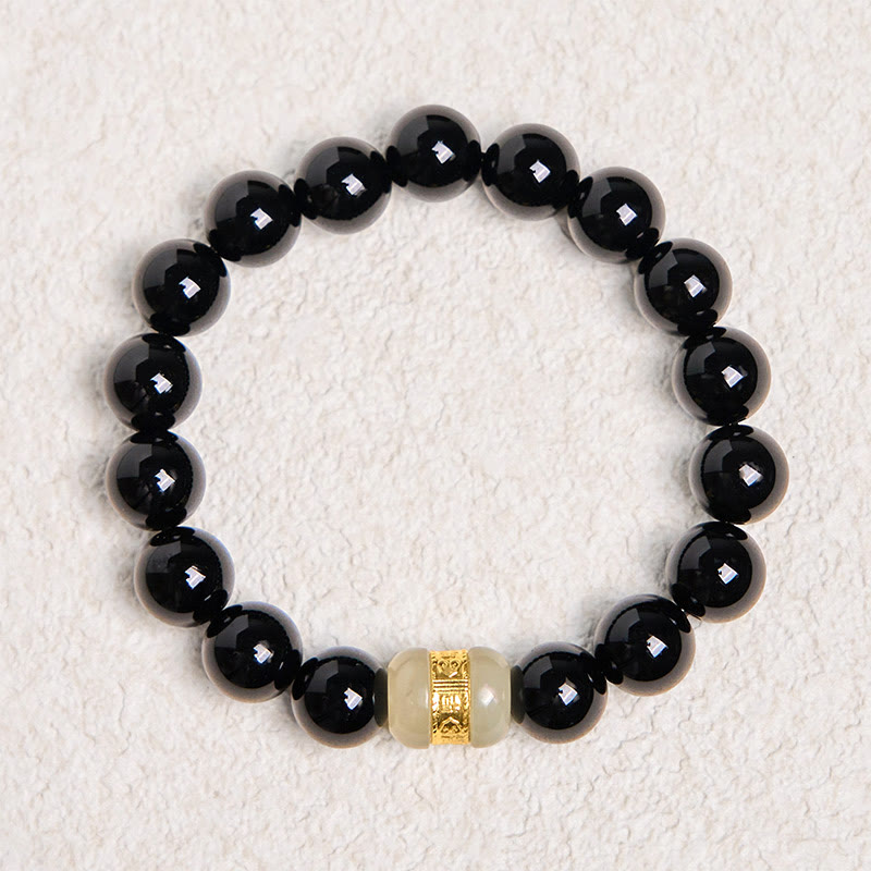 Black Onyx & Jade 10mm Support Bracelet for Protection