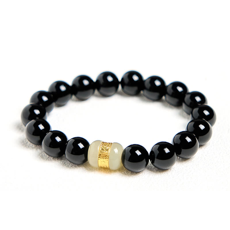 Black Onyx & Jade 10mm Support Bracelet for Protection