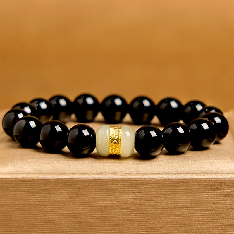 Black Onyx & Jade 10mm Support Bracelet for Protection