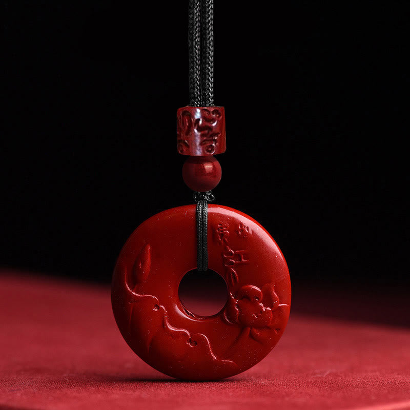 Cinnabar Lotus Peace Buckle Necklace for Meditation & Blessing