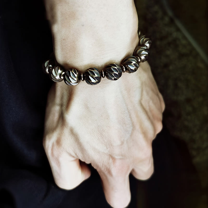 Retro Copper Wealth Bracelet | Vintage Carved Pattern