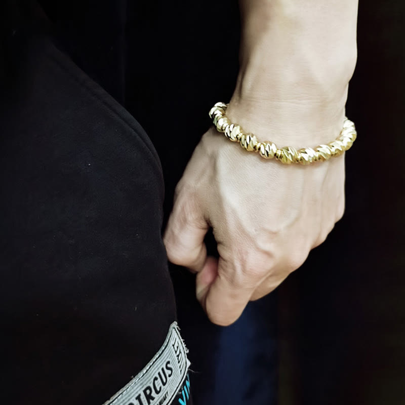 Retro Copper Wealth Bracelet | Vintage Carved Pattern