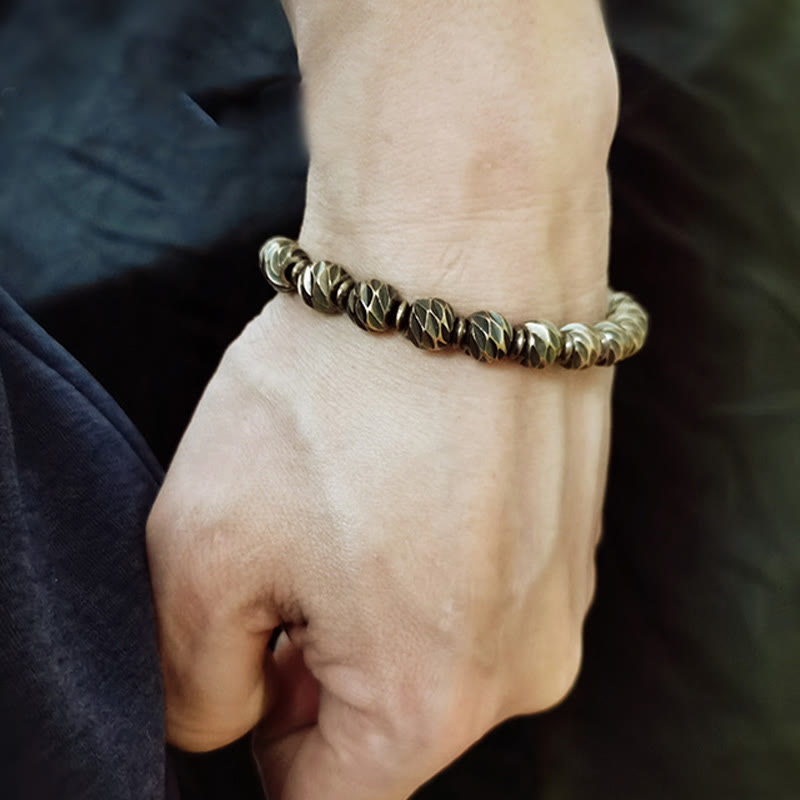 Retro Copper Wealth Bracelet | Vintage Carved Pattern