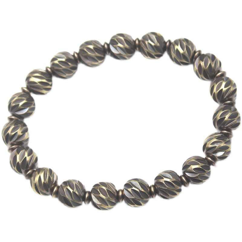 Retro Copper Wealth Bracelet | Vintage Carved Pattern