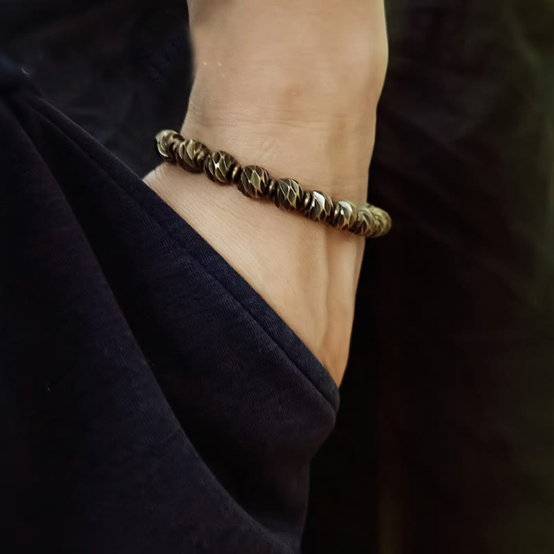 Retro Copper Wealth Bracelet | Vintage Carved Pattern