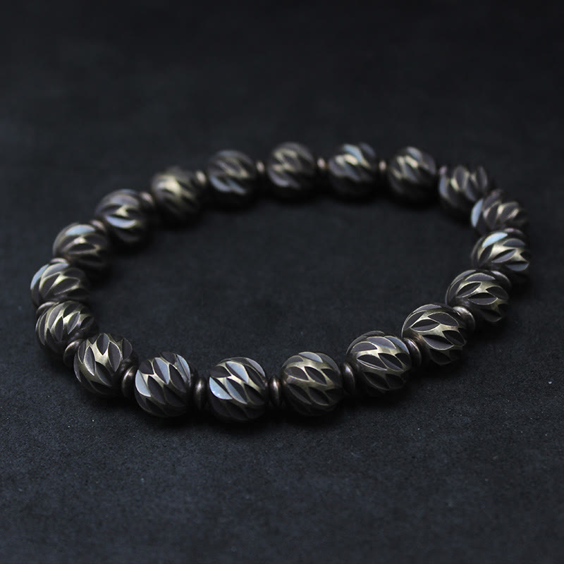 Retro Copper Wealth Bracelet | Vintage Carved Pattern