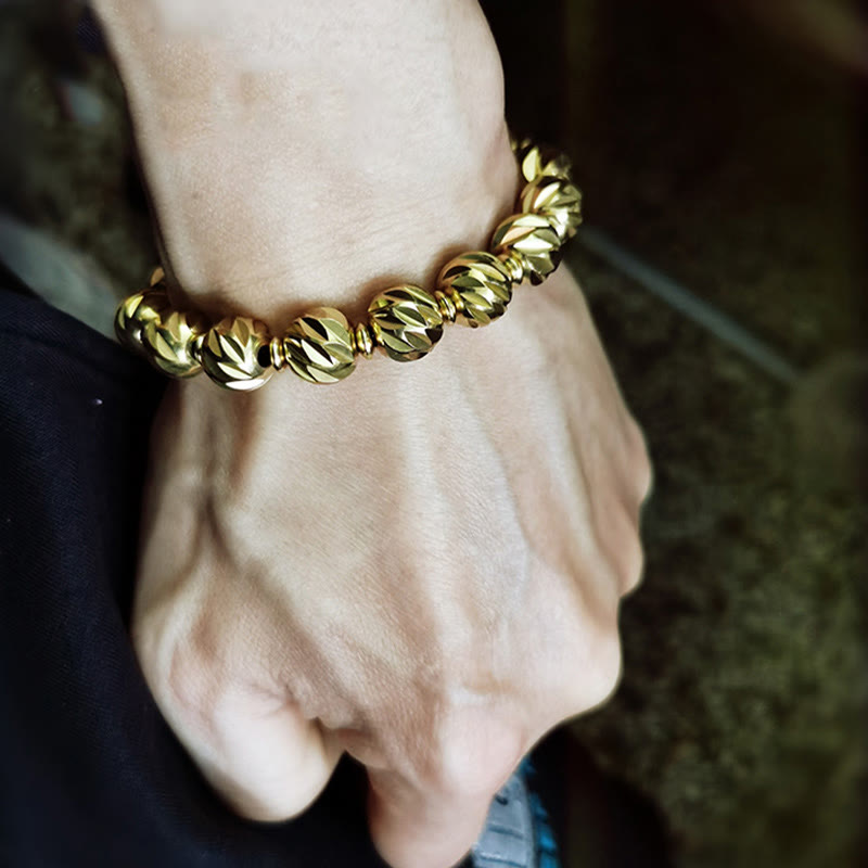 Retro Copper Wealth Bracelet | Vintage Carved Pattern