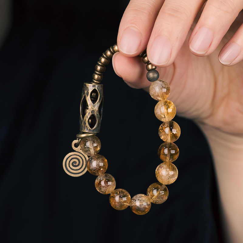 10mm Citrine Protection Bracelet for Prosperity & Joy