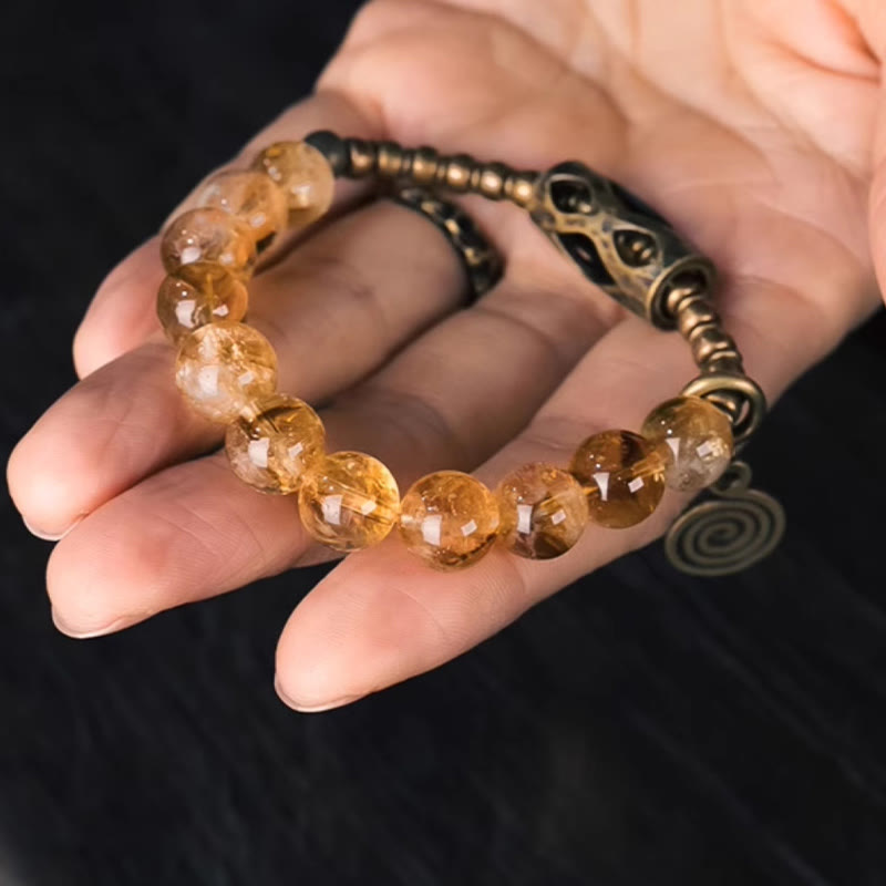 10mm Citrine Protection Bracelet for Prosperity & Joy