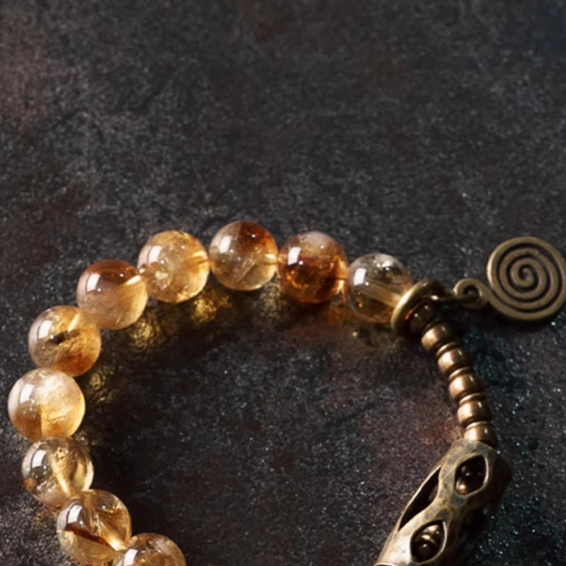 10mm Citrine Protection Bracelet for Prosperity & Joy