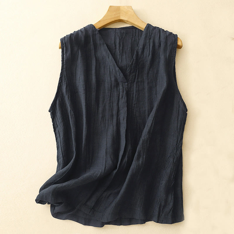 Cotton Linen V-Neck Vest | Women's Casual Yoga Top