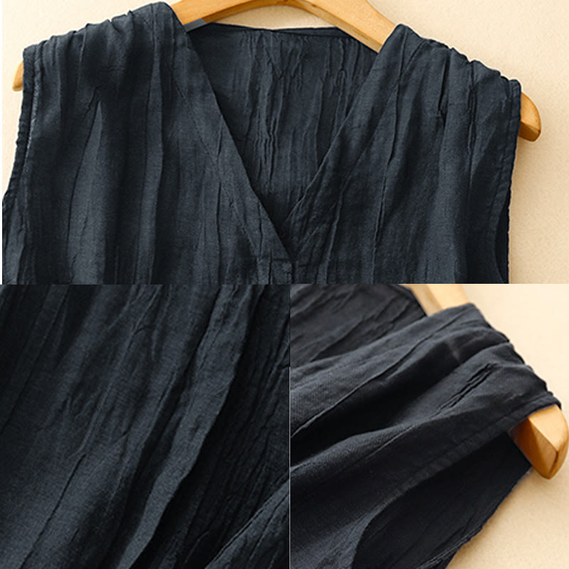 Cotton Linen V-Neck Vest | Women's Casual Yoga Top