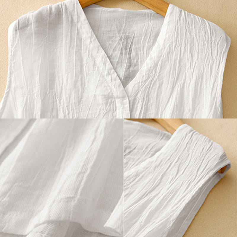 Cotton Linen V-Neck Vest | Women's Casual Yoga Top