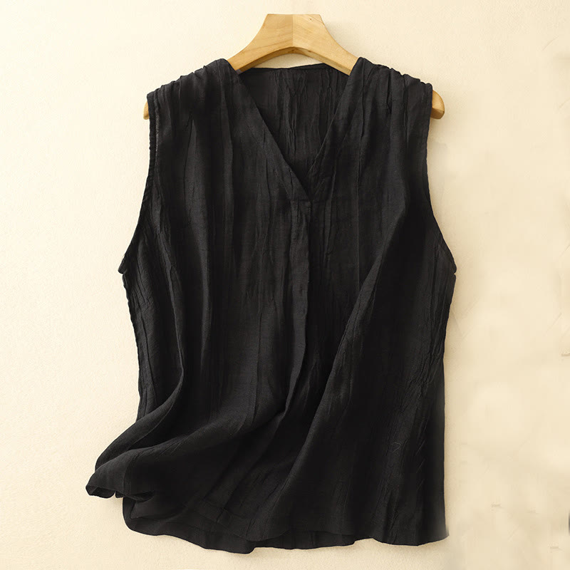 Cotton Linen V-Neck Vest | Women's Casual Yoga Top