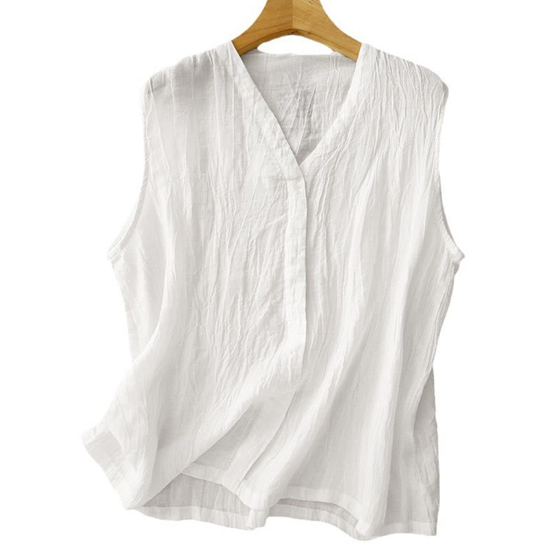 Cotton Linen V-Neck Vest | Women's Casual Yoga Top