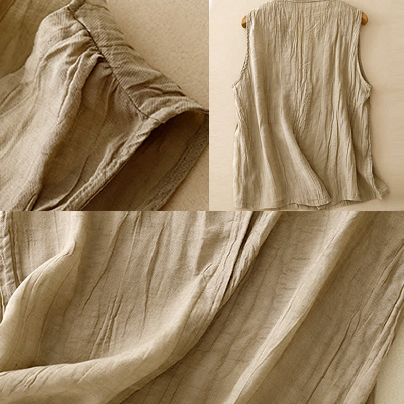 Cotton Linen V-Neck Vest | Women's Casual Yoga Top