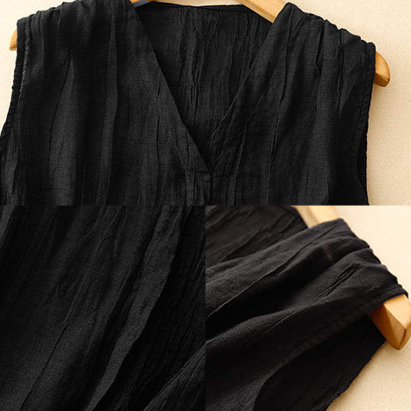 Cotton Linen V-Neck Vest | Women's Casual Yoga Top