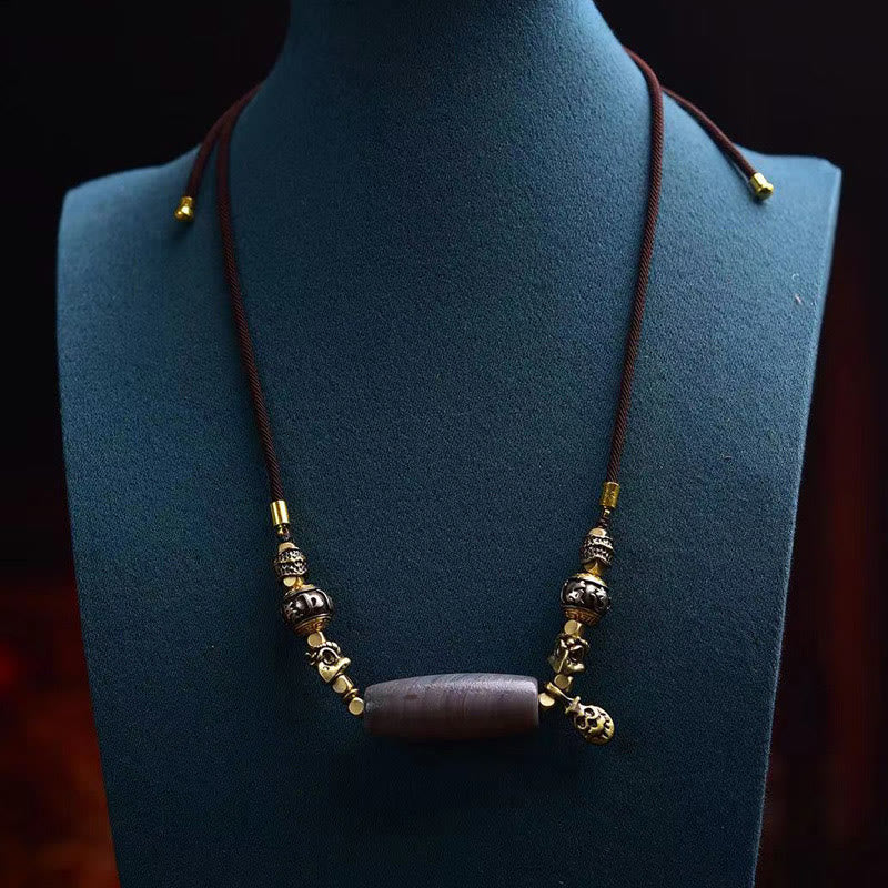 Om Mani Padme Hum Dzi Bead Protection Necklace 50cm