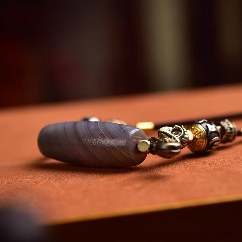 Om Mani Padme Hum Dzi Bead Protection Necklace 50cm