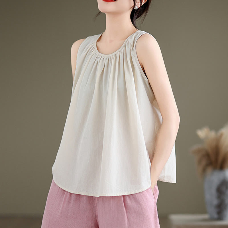 Women's Cotton Linen Vest | Spiritual Boho Meditation Top