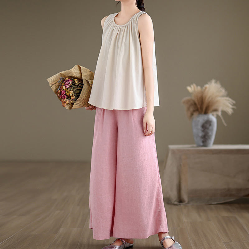 Women's Cotton Linen Vest | Spiritual Boho Meditation Top