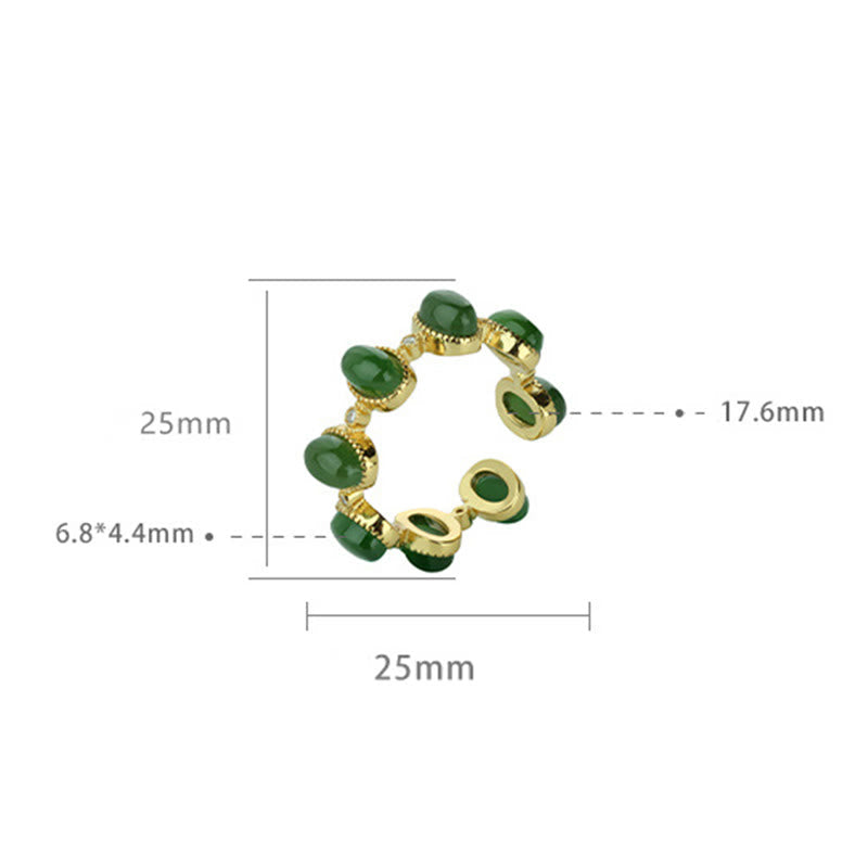 Adjustable 925 Sterling Silver Hetian Cyan Jade Ring