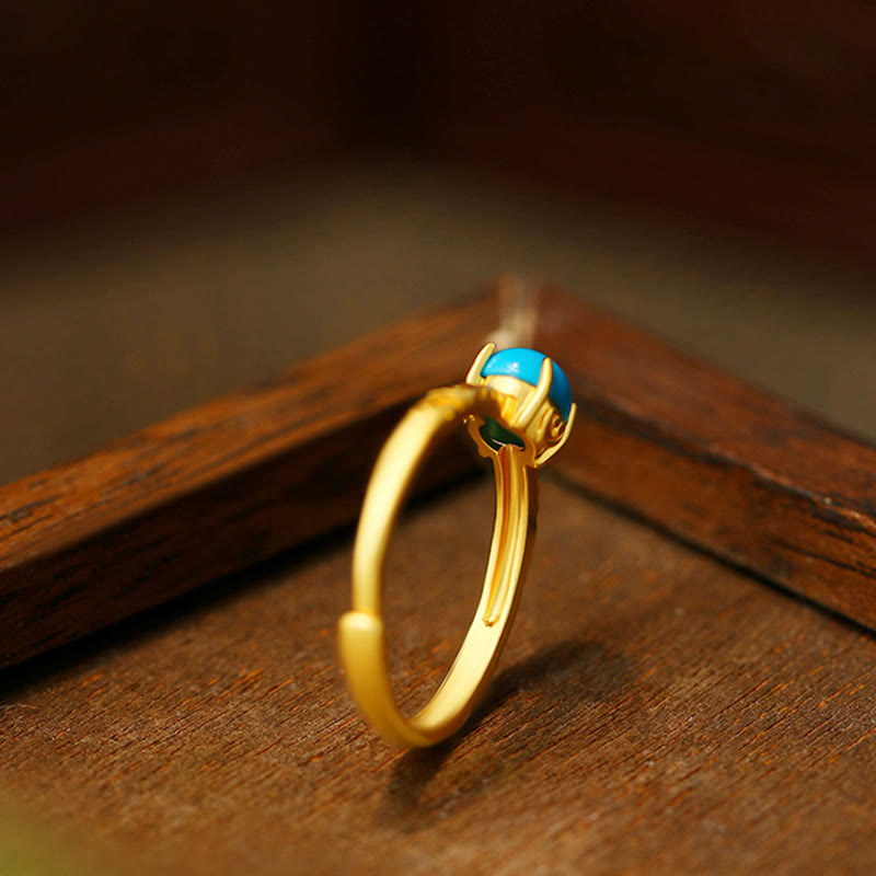 Turquoise Copper Adjustable Protection Ring Unisex