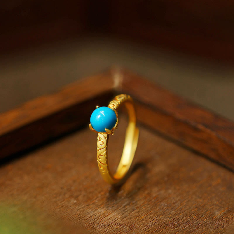 Turquoise Copper Adjustable Protection Ring Unisex