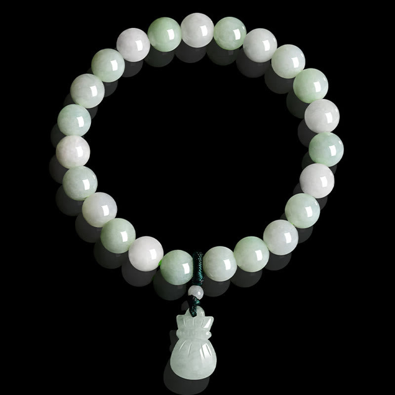 Jade Money Bag Charm Bracelet for Luck and Prosperity