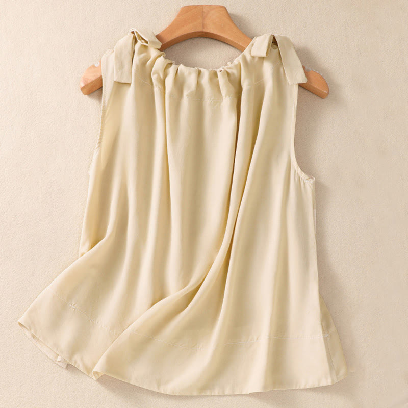 DarkSalmon and LemonChiffon Cotton Yoga Vest | Women's Summer Top