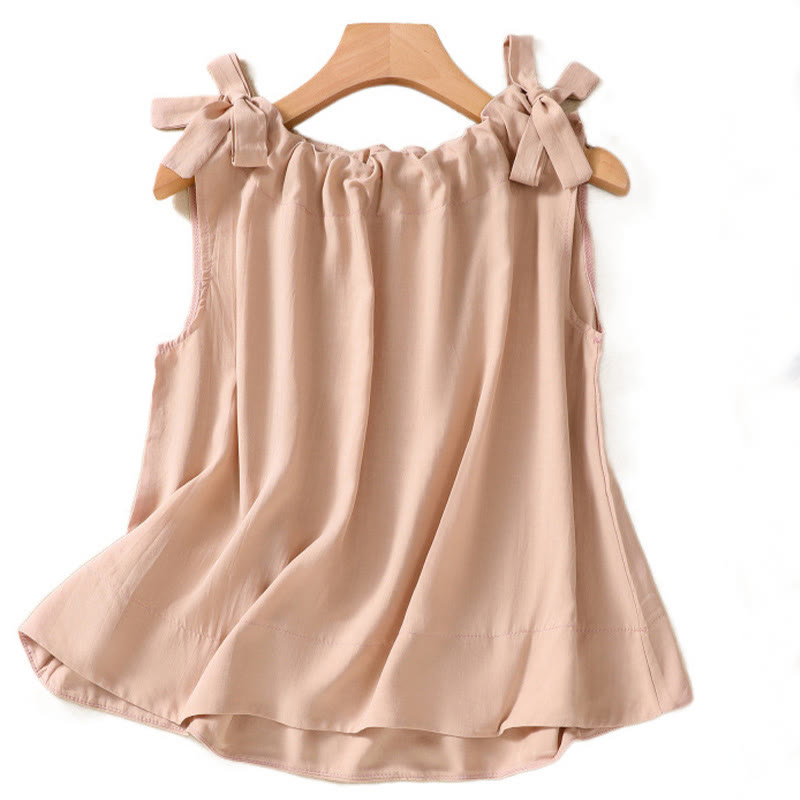 DarkSalmon and LemonChiffon Cotton Yoga Vest | Women's Summer Top