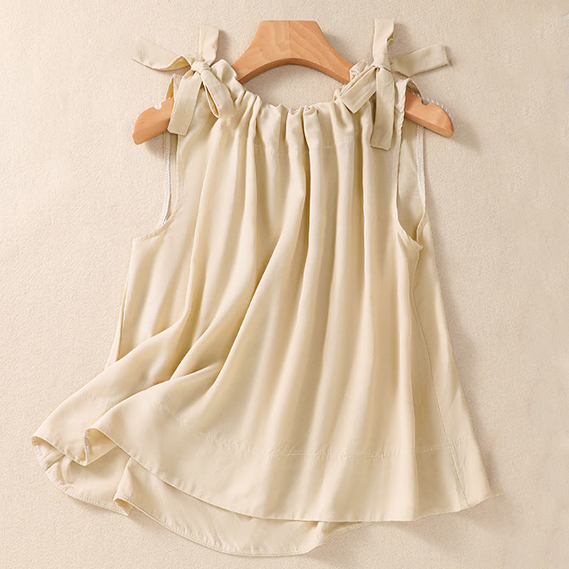 DarkSalmon and LemonChiffon Cotton Yoga Vest | Women's Summer Top