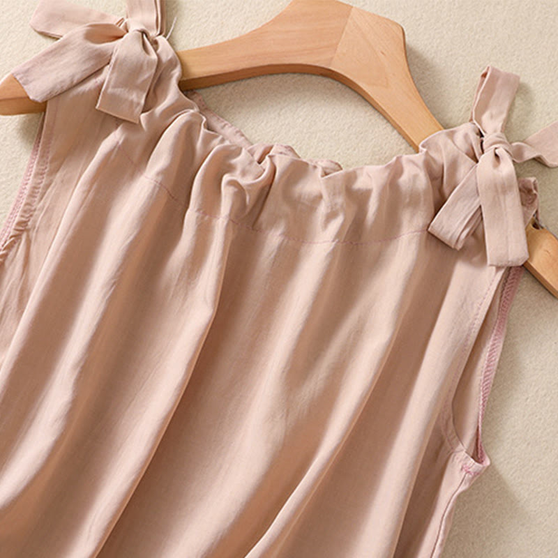 DarkSalmon and LemonChiffon Cotton Yoga Vest | Women's Summer Top