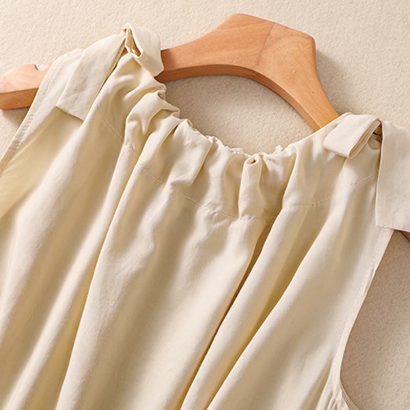 DarkSalmon and LemonChiffon Cotton Yoga Vest | Women's Summer Top